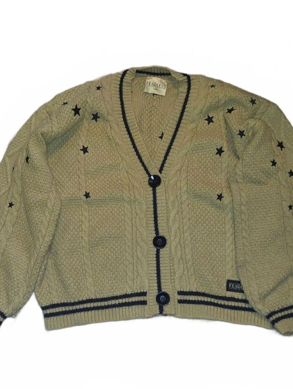 Taylor Swift Fearless Cardigan Embroidered Stars Relaxed Sweater XS/S EUC Preppy